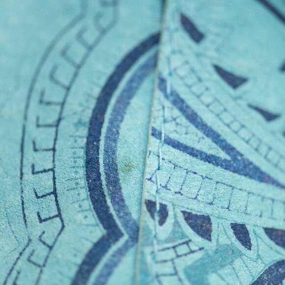 Revue Blue Suede Leather Paisley Blazer Shirt Jacket M Boho Western Y2K - Picture 6 of 10